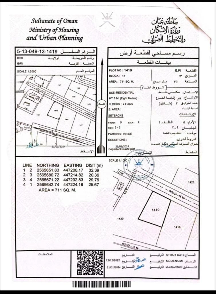 أرض للبيع عبري
