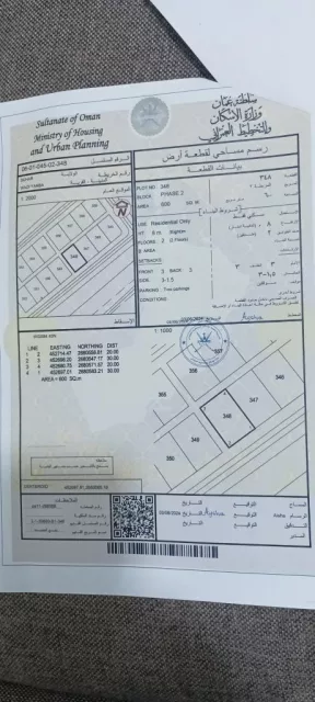 أرض سكنية ف صحار منطقة ينبع على خط الاول شارع ترابي