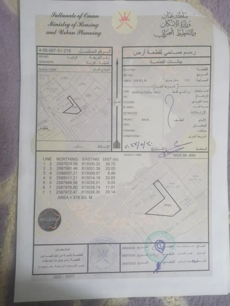 ارض زراعيه فضاء للبيع في منطقة القضاعيه