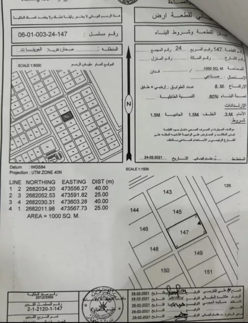 أرخص أرض صناعيه في صحار
