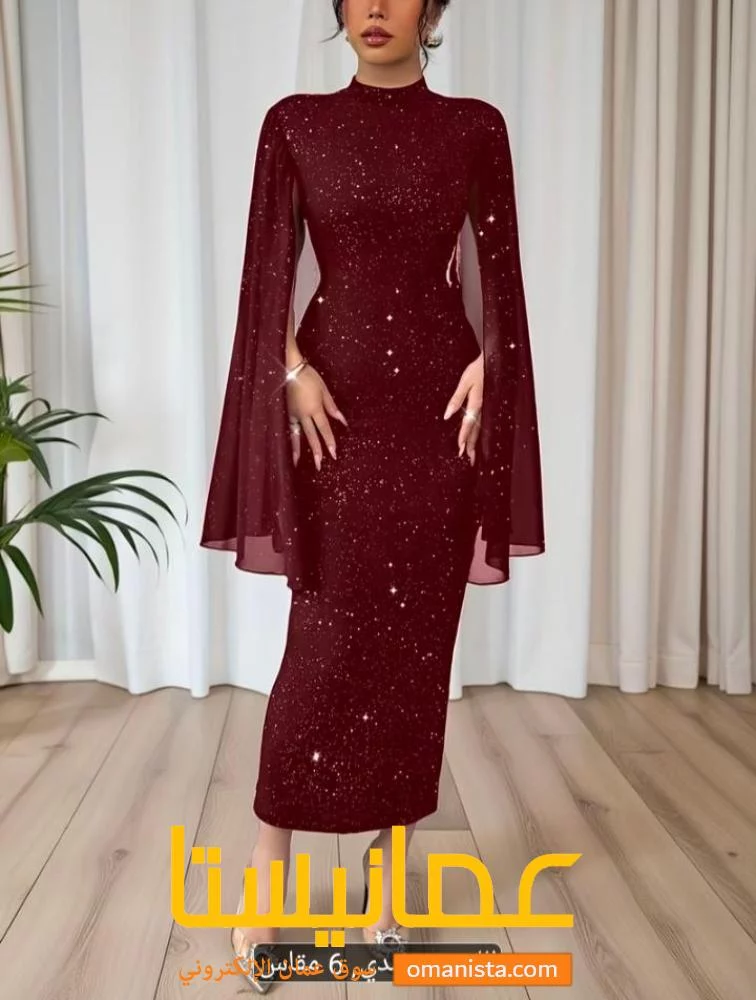 لبيع فستان نسائي أنيق بتصميم ضيق ولامع مع طباعة سماء مرصعة