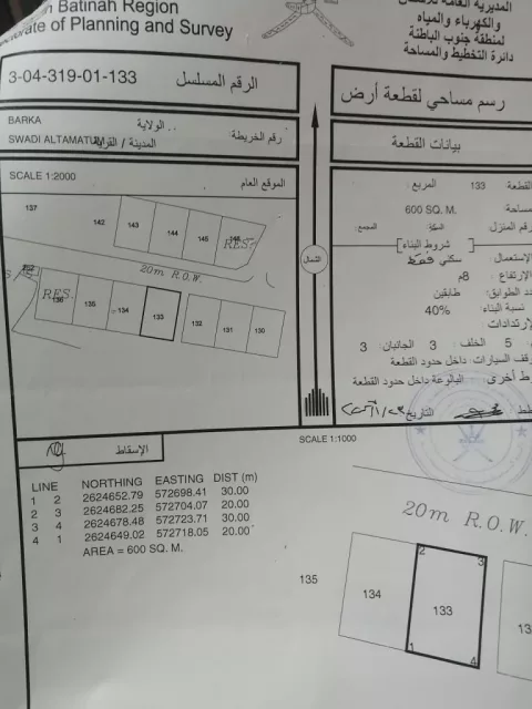 ارض سكنية السوادي الطماطم الجديدة ( حي الرخاء )