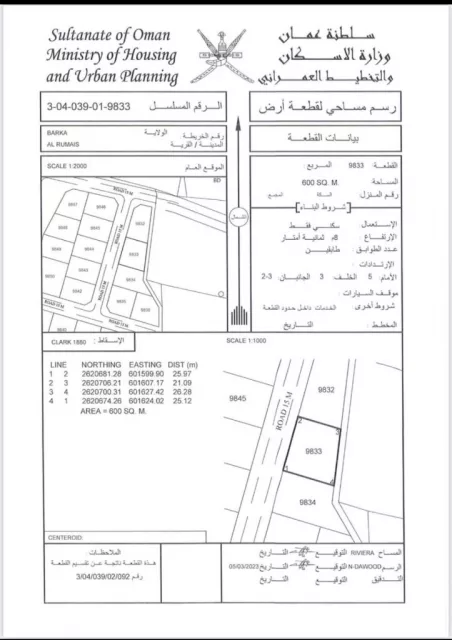 بيع ارض سكنيه في ولاية بركاء الرميس