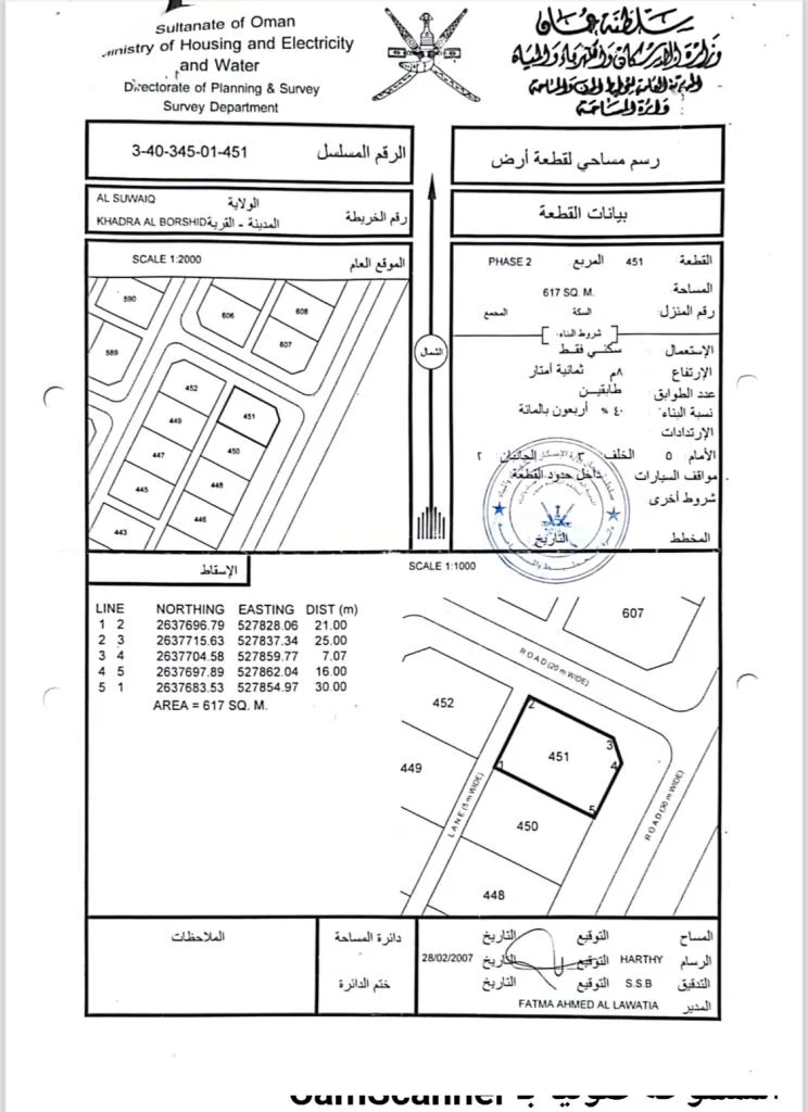 ارض كونر في السويق منطقة خضراء ال بورشيد جنوب الشارع