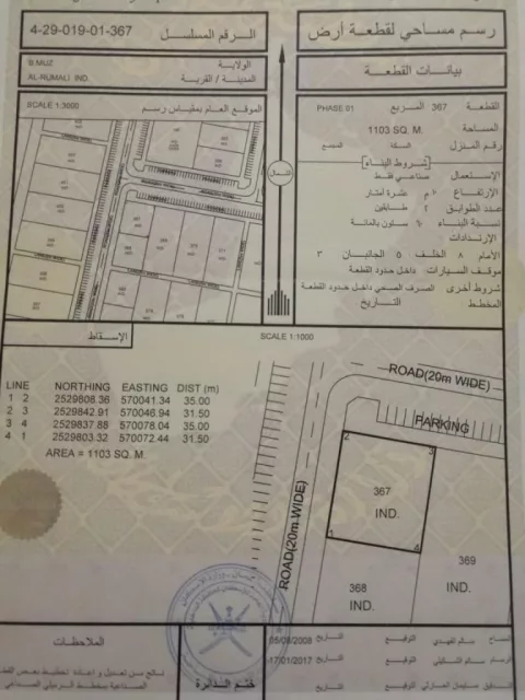 للبيع ارض صناعيه في نزوى