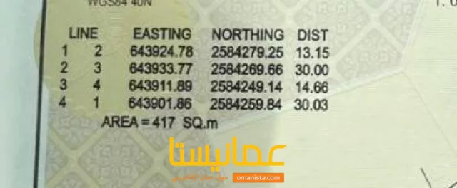 ارضيين شبك سكنيات للبيع في العامرات الامتداد مساحة 417 متر للارض