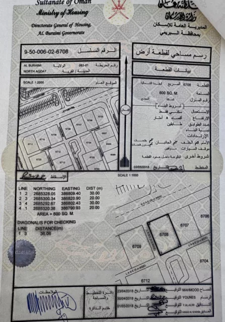 ارض للبيع في البريمي ( العقده الشماليه)