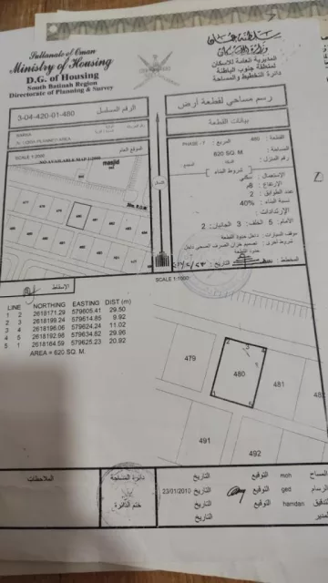 بركاء العقدة السابعة ارض زاوية مقابل المسجد