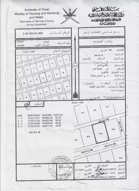 أرض سكنية منطقة الغوابي ولاية شناص