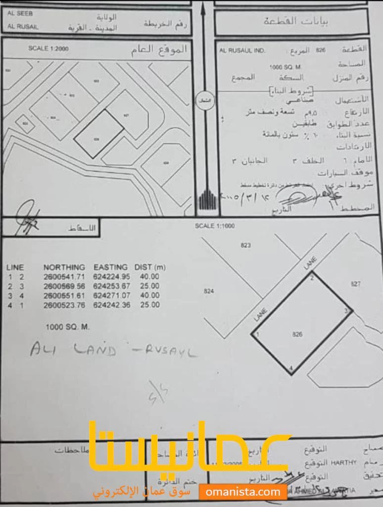ارض صناعيه في الرسيل للبيع