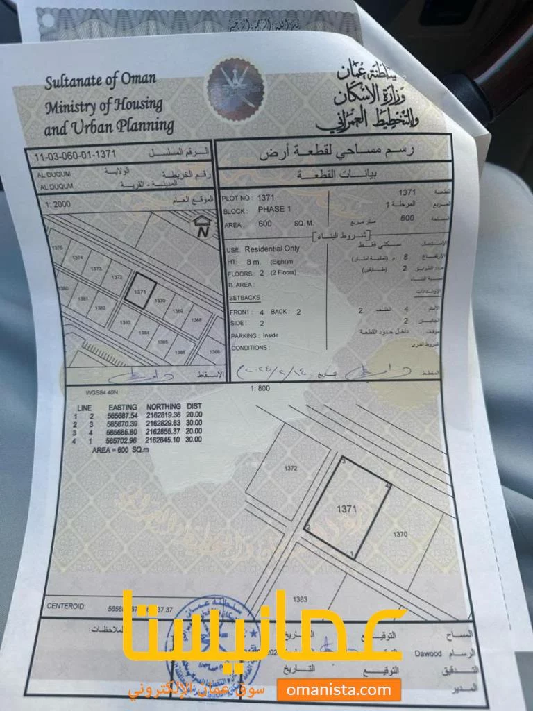 ارض للبيع في ولاية الدقم