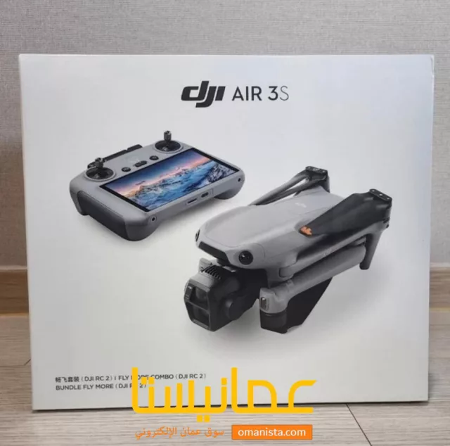 طائرة درون DJI Air 3S جديدة ومغلفة مزودة بكاميرا وجهاز تحكم