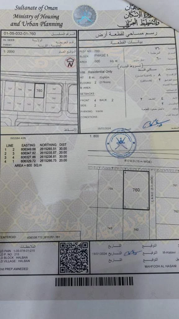 من المالك مباشرة أرص سكنية في حلبان (السيب/المعبيلة الثامنة)