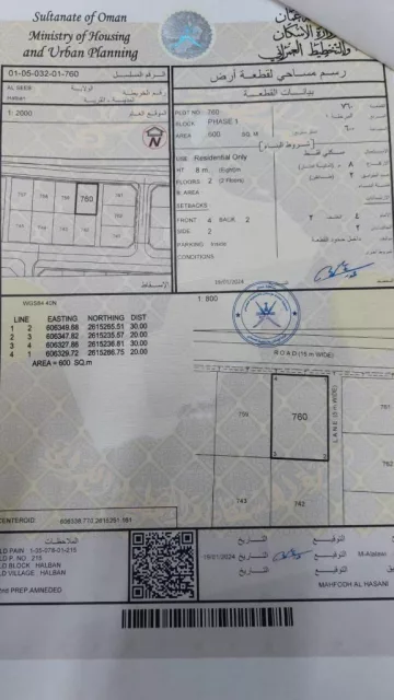 من المالك مباشرة أرص سكنية في حلبان (السيب/المعبيلة الثامنة)