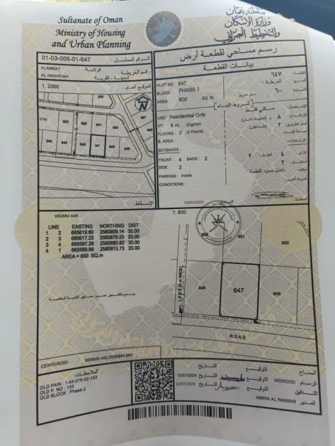 ارض سكنية العامرات الحشيه الأولى