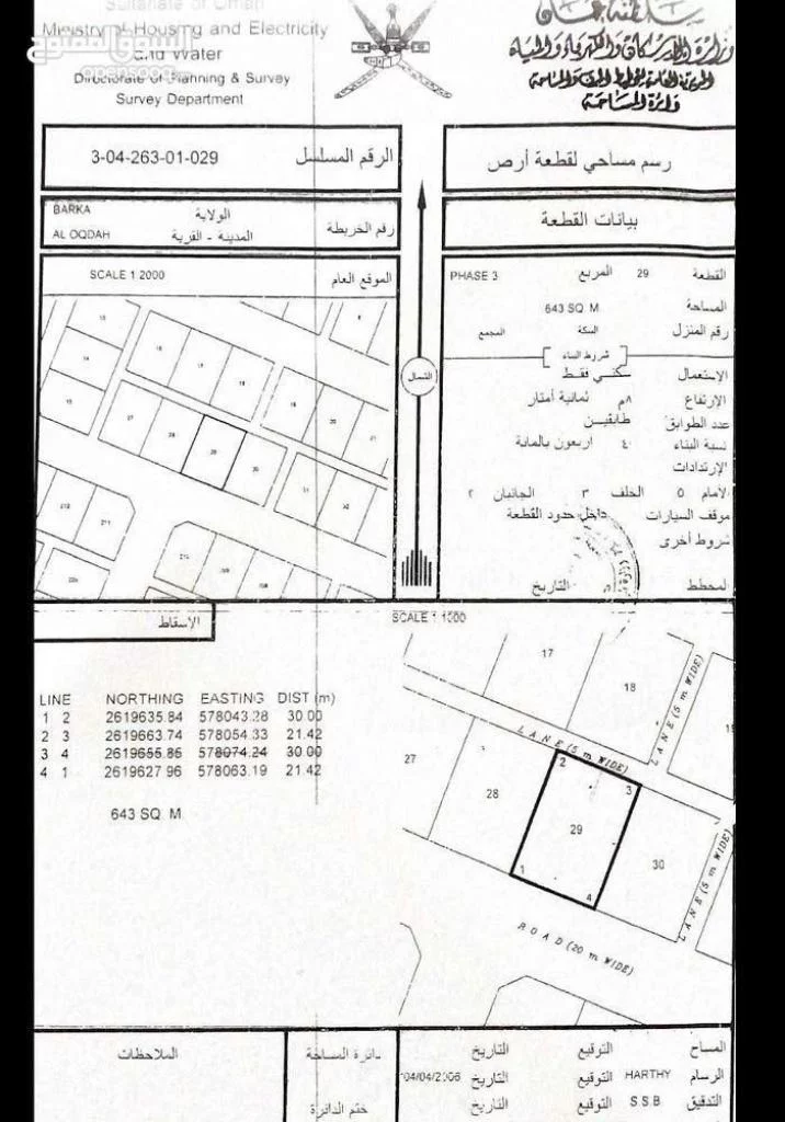 أرض للبيع المساحة643