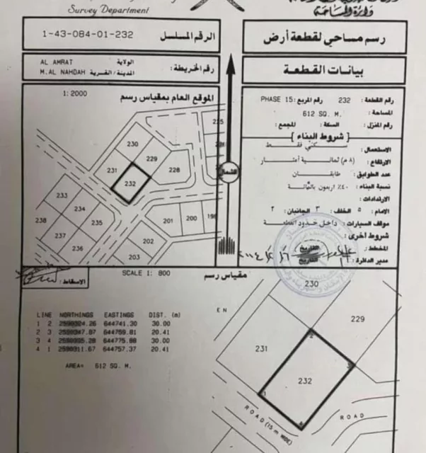 ارض سكني النهضه مربع 15