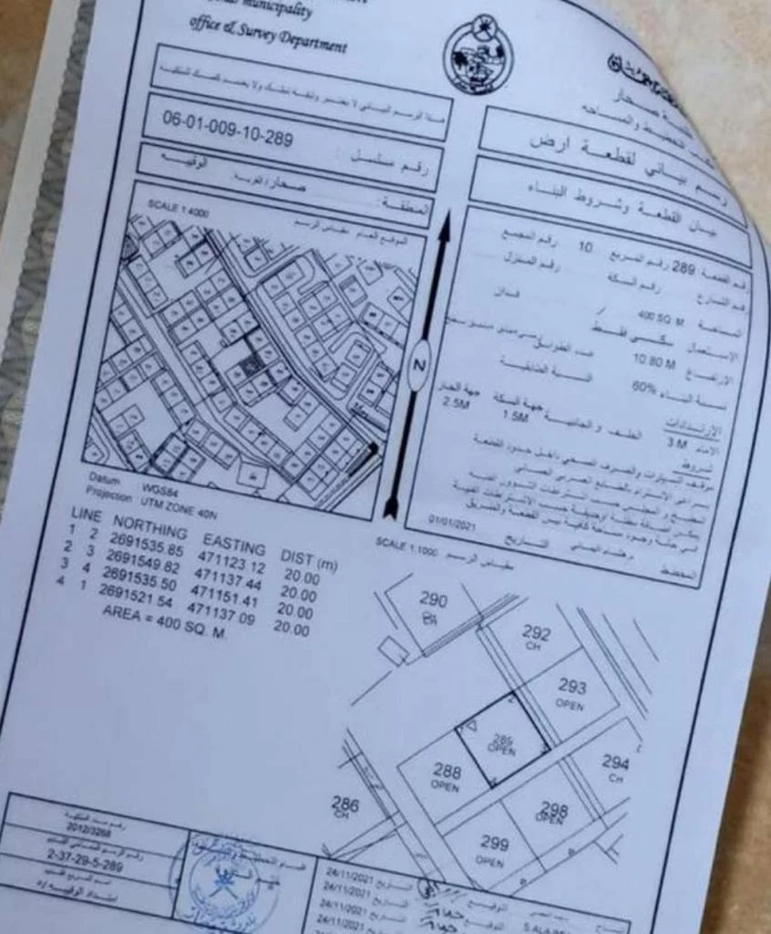 للبيع ارض سكنية صحار في الوقيبه