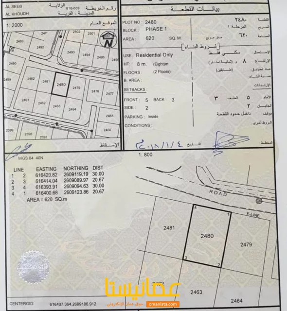 فرصة للبيع ارض سكنيه الخوض 6