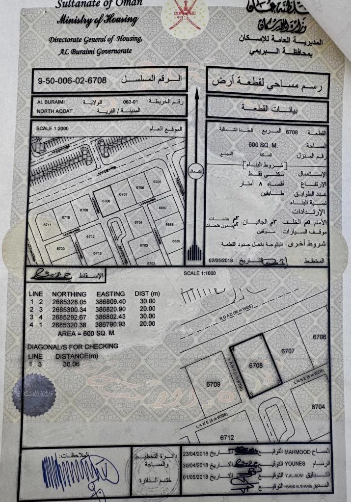 ارض للبيع في البريمي ( العقده الشماليه)