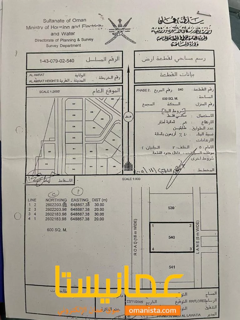 ارض في مرتفعات العامرات الثانيه للبيع