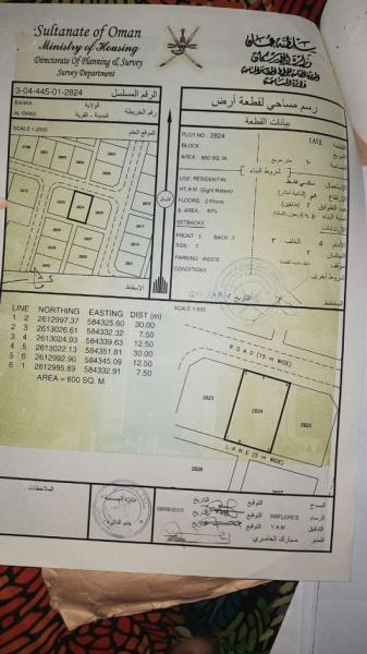 ارض في ولاية بركاء الدهس