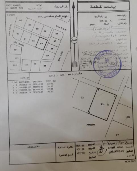 ارض سكنيه ف الواسط / وادي المعاول(مباشر من المالك)