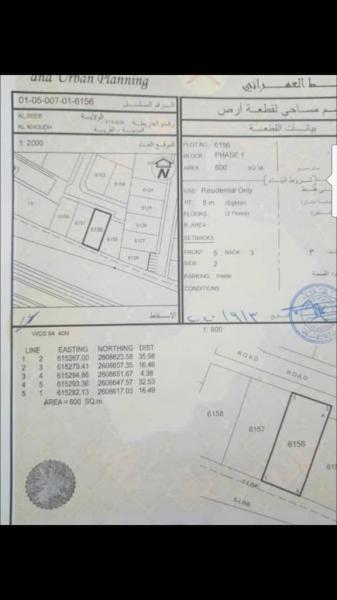 ارض سكنيه بها جميع الخدمات في الخوض السادسه