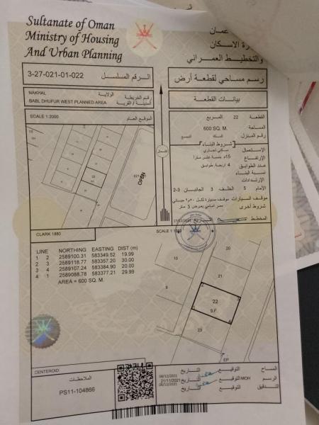 ارض سكني تجاري بولاية نخل