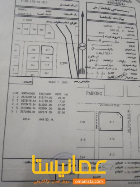 ارض في سمائل للبيع