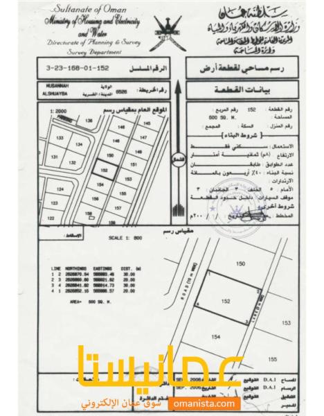 ارض سكنية مميزة في المصنعة منطقه الشعيبه رقم القطعة 152