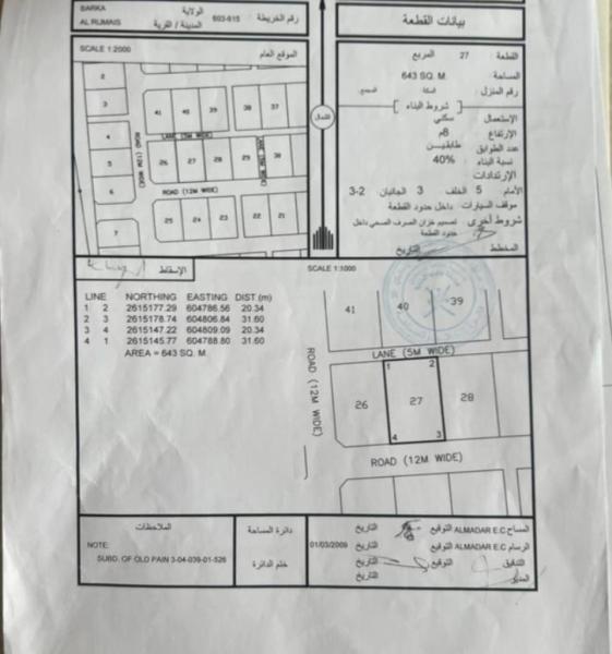 للبيع ارض في الرميس