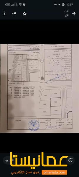 للبيع ارض سكنية وسطية في بركاء في مخطط واحة النعمان