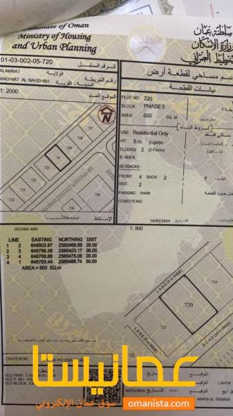 ارض سكنية مميزة في العامرات مدينة النهضة الامتداد الأول رقم