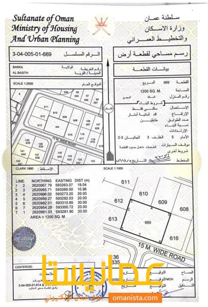 ارض سكنية مميزة في بركاء الباسط رقم القطعة 669