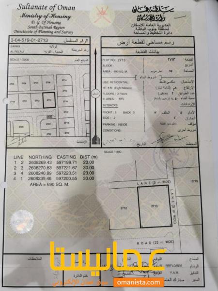 ارض في الفليج المعموره مستويه ليس بها نزول