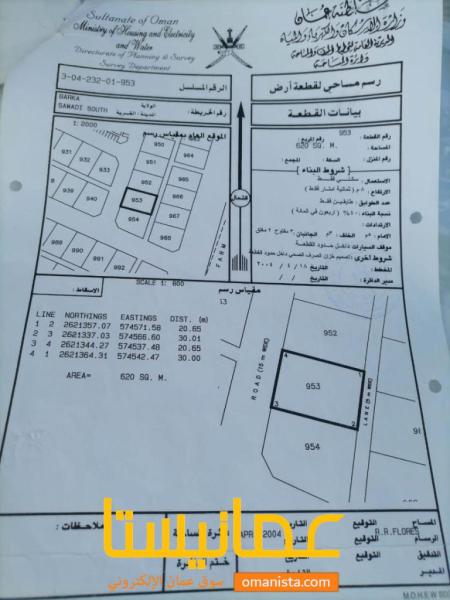 للبيع ارض سكنية ممتازة في بركاء السوادي الجنوب الاولى وسطية