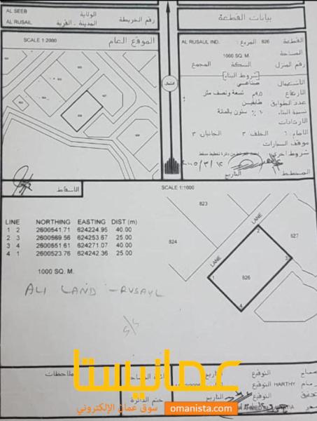 ارض صناعيه في الرسيل للبيع