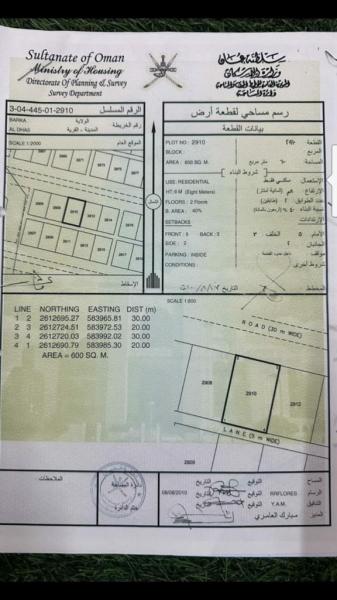 مخطط الدهس جنوب بركاء ارض سكنيه للبيع مطلوب 7500