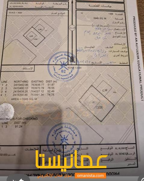 للبيع ارض سياحية ممتازة في جعلان بني بوعلي الأشخرة كونر رقم القط