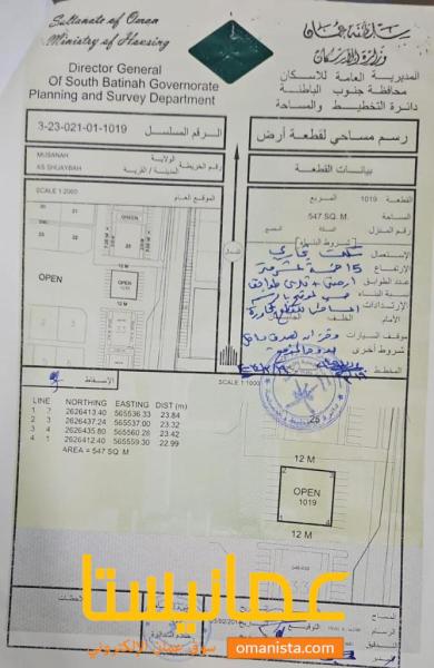 ارض سكنية مميزة في المصنعة الشعيبة رقم القطعة 1019