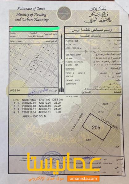 سكني تجاري 1000 متر للبيع في هيما