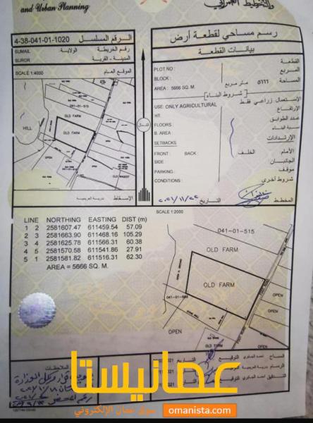 ارض زراعيه فضاء للبيع في سمائل