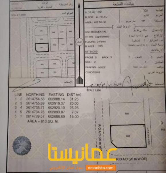 للبيع ارض سكنية كورنر في الفليج في حي الطيبين خلف الخزان