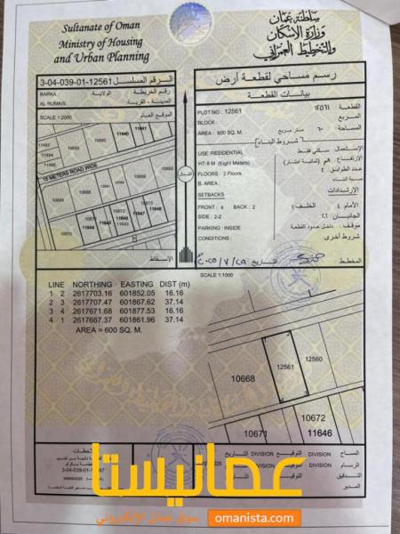 ارضين شبك مميزة في بركاء الفليج الجديدة رقم القطعة 12560-12561