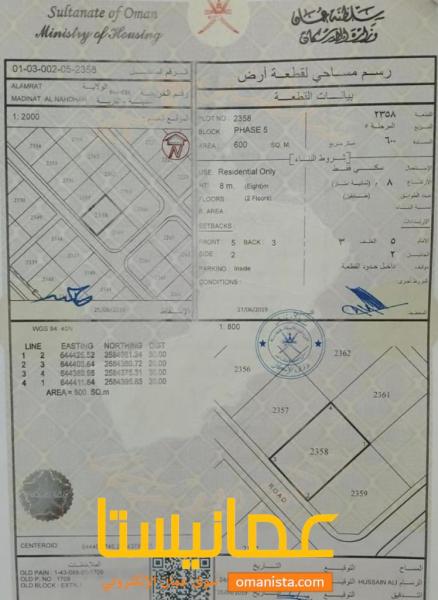 ارض سكنية مميزة في العامرات مدينة النهضة الامتداد الأول