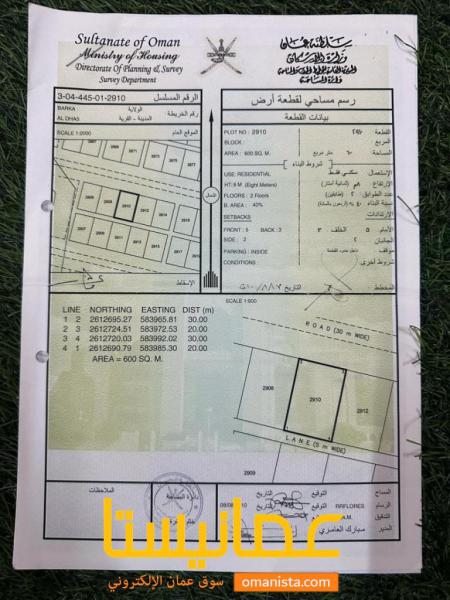 ارضين شبك مميزة في بركاء الدهس رقم القطعة 2908-2910