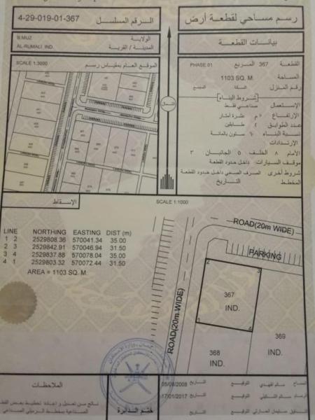 للبيع ارض صناعيه في نزوى