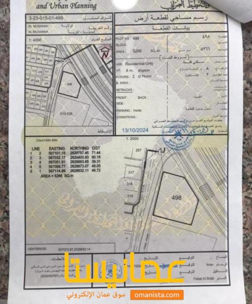 للبيع ارض سكنية ممتازة في المصنعة المصينعة الساحل كونر رقم القطع