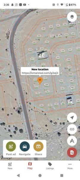 أرض سكنية أول خط رئيسي في مربع ١٤/١ العامرات